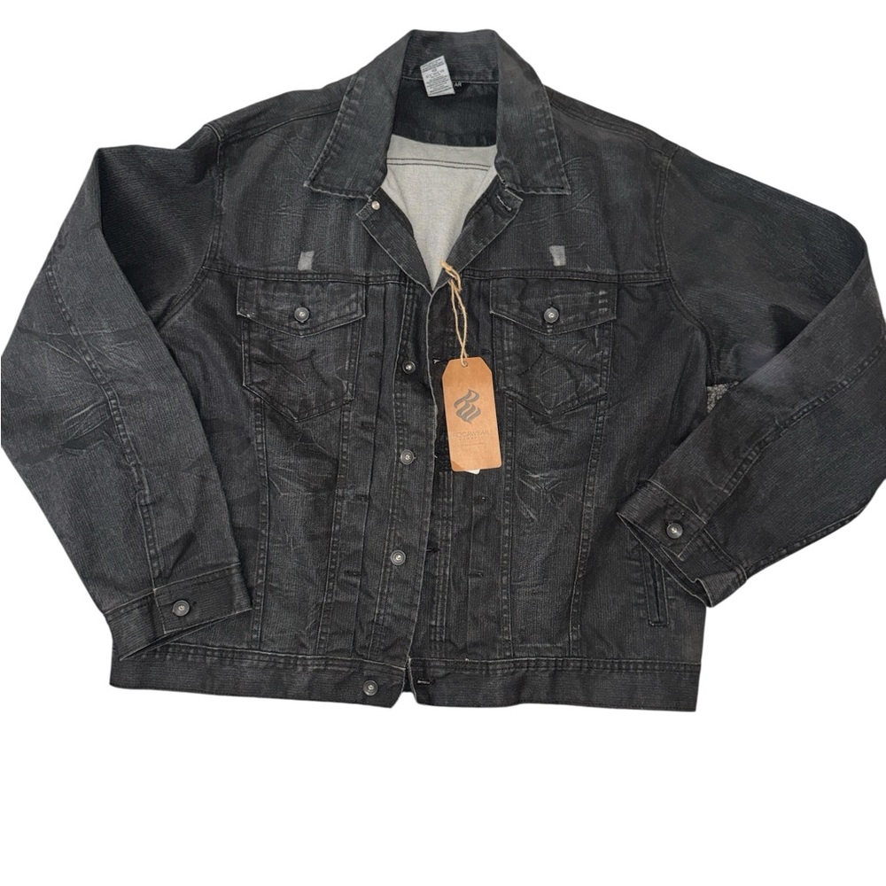 New w/ Tags NWT Rocawear Size 48 Black Charcoal Denim Jean Jacket Y2K Oversized